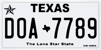 TX license plate DOA7789
