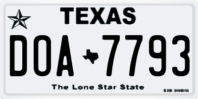 TX license plate DOA7793