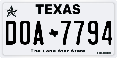 TX license plate DOA7794