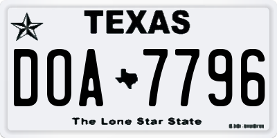 TX license plate DOA7796