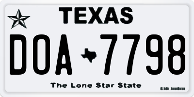 TX license plate DOA7798