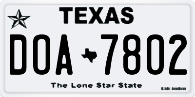 TX license plate DOA7802
