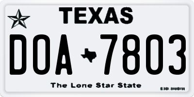 TX license plate DOA7803
