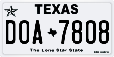 TX license plate DOA7808