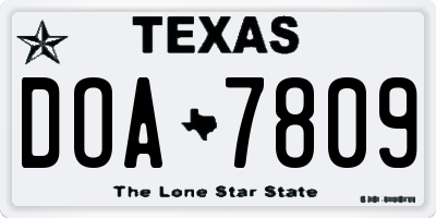 TX license plate DOA7809
