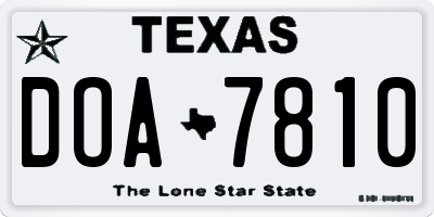 TX license plate DOA7810