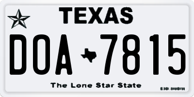 TX license plate DOA7815