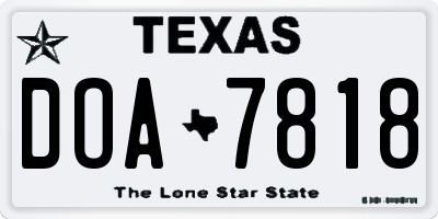 TX license plate DOA7818