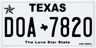 TX license plate DOA7820