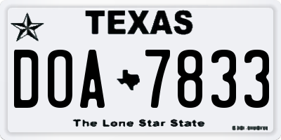 TX license plate DOA7833