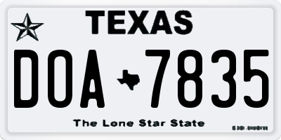 TX license plate DOA7835