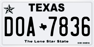 TX license plate DOA7836