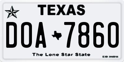 TX license plate DOA7860