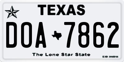 TX license plate DOA7862