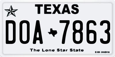 TX license plate DOA7863