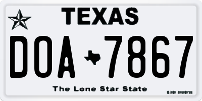 TX license plate DOA7867
