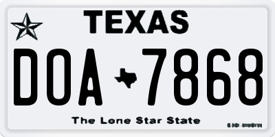TX license plate DOA7868