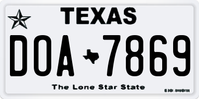 TX license plate DOA7869