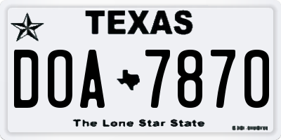 TX license plate DOA7870