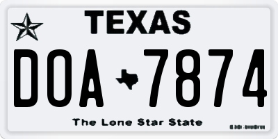 TX license plate DOA7874