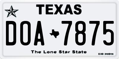 TX license plate DOA7875