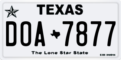 TX license plate DOA7877