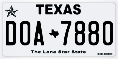 TX license plate DOA7880