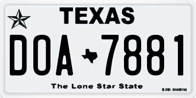 TX license plate DOA7881