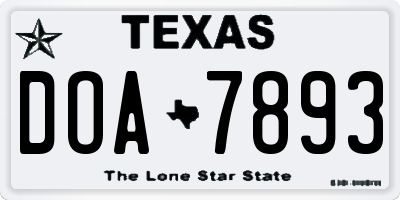 TX license plate DOA7893