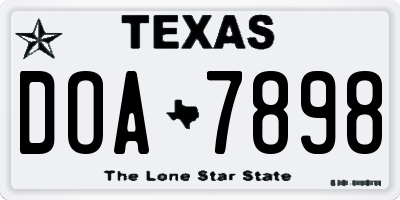 TX license plate DOA7898