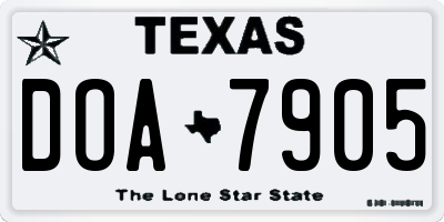 TX license plate DOA7905