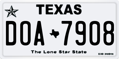 TX license plate DOA7908