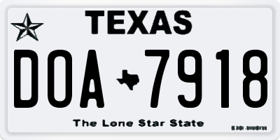 TX license plate DOA7918