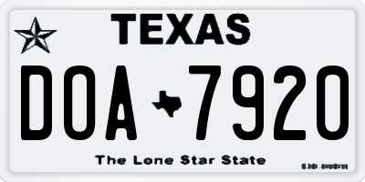 TX license plate DOA7920