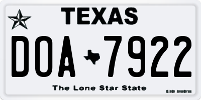 TX license plate DOA7922