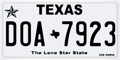 TX license plate DOA7923