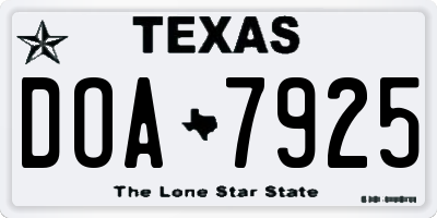 TX license plate DOA7925