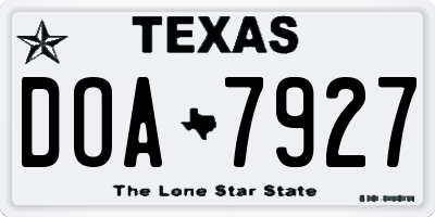 TX license plate DOA7927