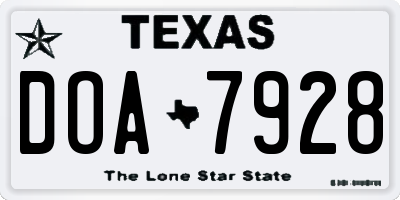 TX license plate DOA7928