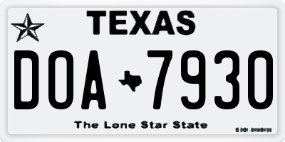 TX license plate DOA7930