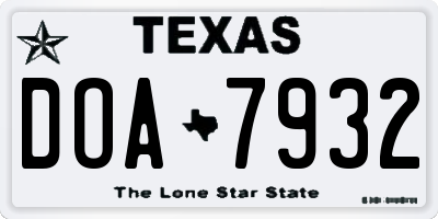 TX license plate DOA7932