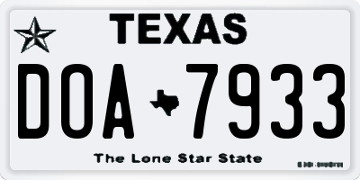TX license plate DOA7933