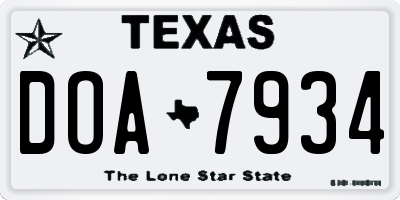 TX license plate DOA7934