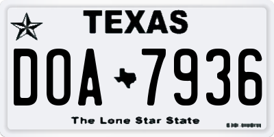TX license plate DOA7936