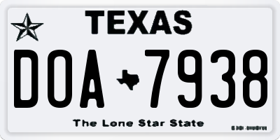 TX license plate DOA7938