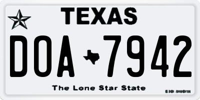TX license plate DOA7942