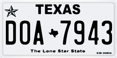 TX license plate DOA7943