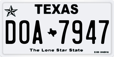 TX license plate DOA7947