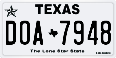 TX license plate DOA7948