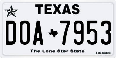TX license plate DOA7953